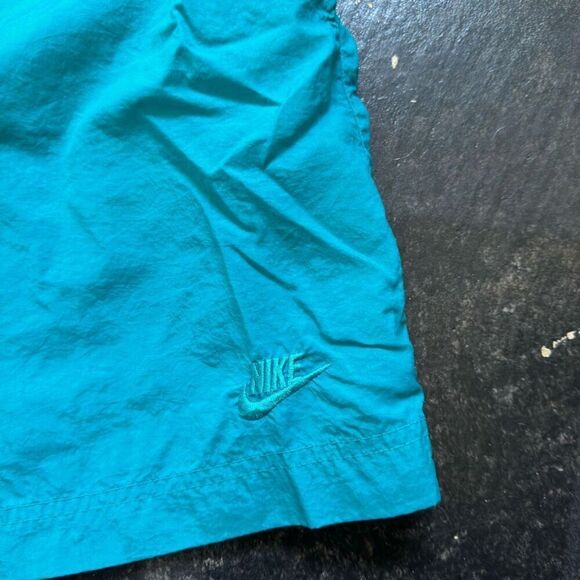 VTG 90s Nike Blue Lightweight Shorts Size XL W Drawstring 100% Nylon Small Logo - Picture 2 of 7
